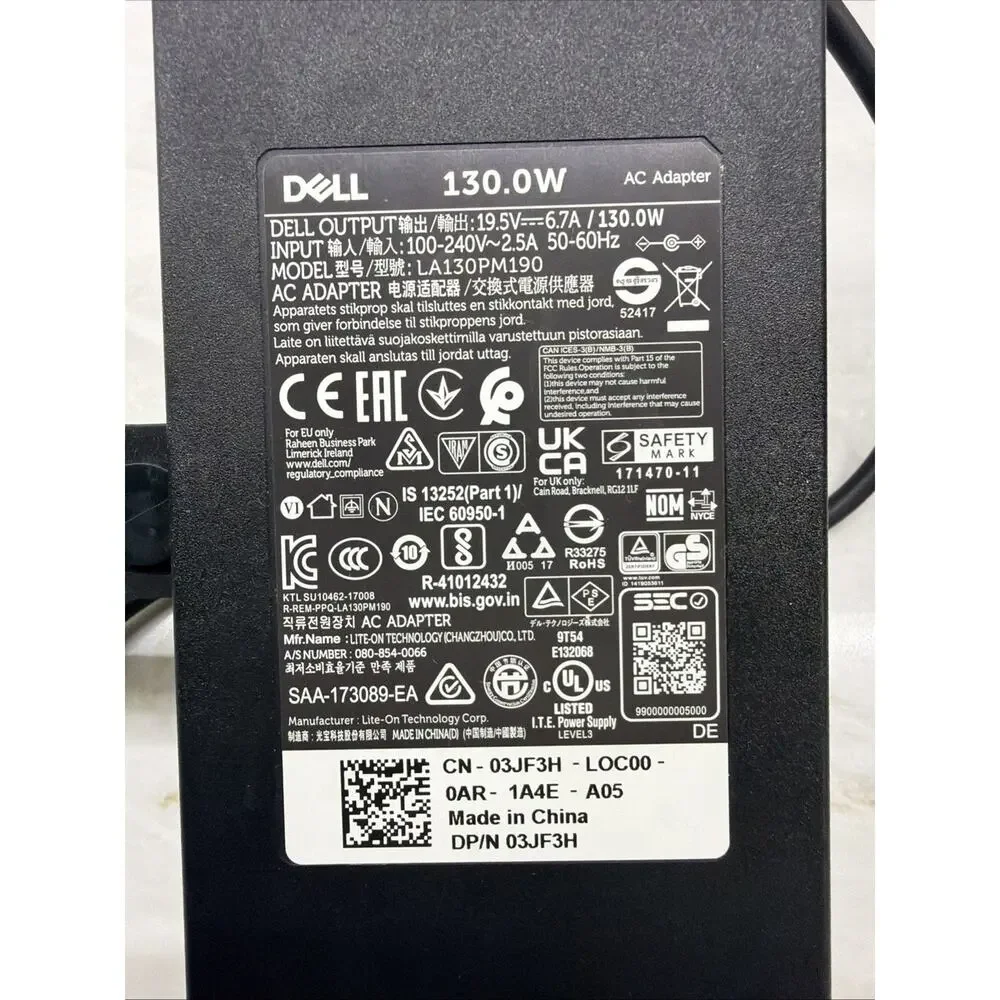 DELL LA130PM190 19.5V 6.7A 130W Genuine Original AC Power Adapter Charger OEM